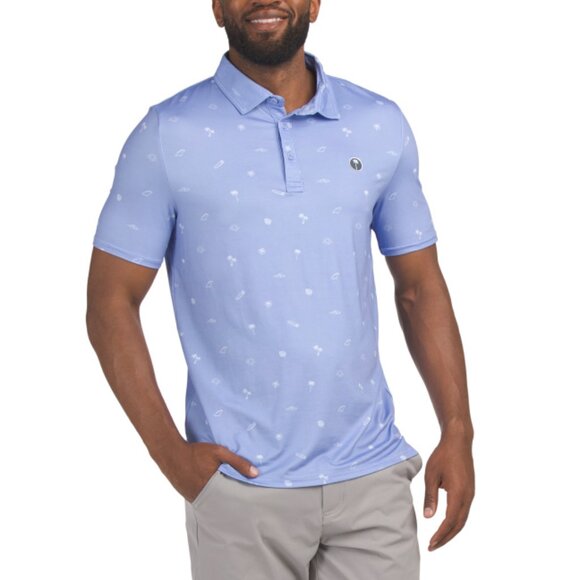 PALM GOLF Blue Beachside Printed Polo - Picture 1 of 2